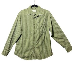Covington Mens Green Striped Button‎ Up Shirt Long Sleeve Relaxed Boxy Fit Y2K